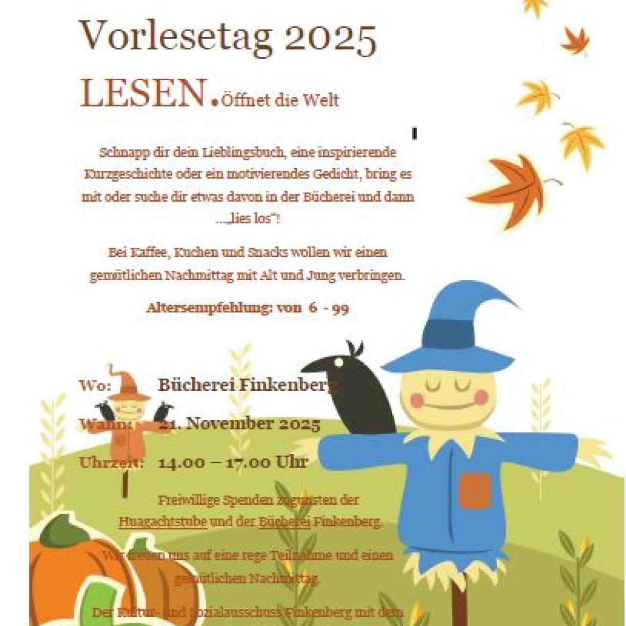 Flyer zum Vorlesetag  2025 - LESEN. Öffnet die Welt. 